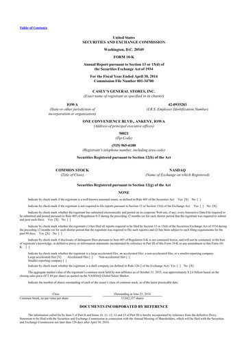 Thumbnail Casey's General Stores
 10-K Annual Report 2014