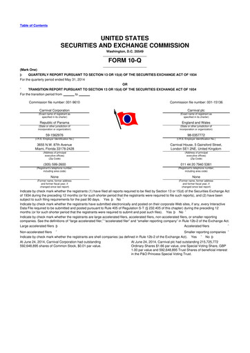 Thumbnail Carnival Corporation 10-Q Quarterly Report FY 