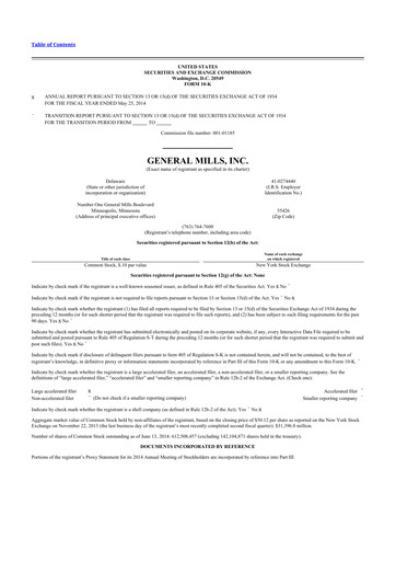 Thumbnail General Mills 10-K Annual Report 2014