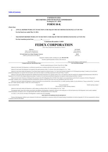 Thumbnail FedEx 10-K Annual Report 2014