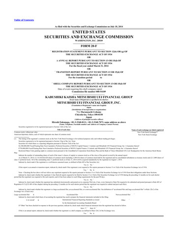 Thumbnail Mitsubishi UFJ Financial 20-F Annual Report 2013