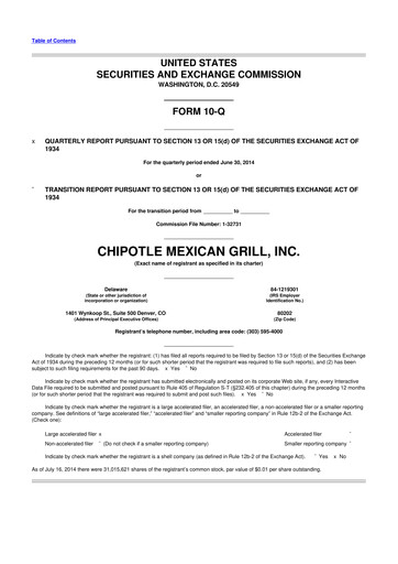 Thumbnail Chipotle Mexican Grill 10-Q Quarterly Report FY2014 