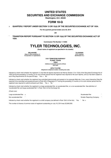 Thumbnail Tyler Technologies
 10-Q Quarterly Report FY2014 