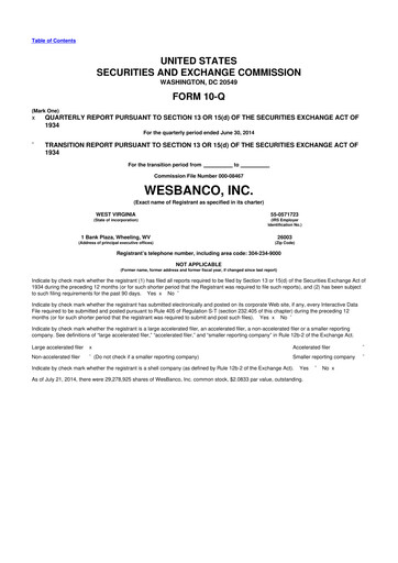 Thumbnail WesBanco 10-Q Quarterly Report FY 