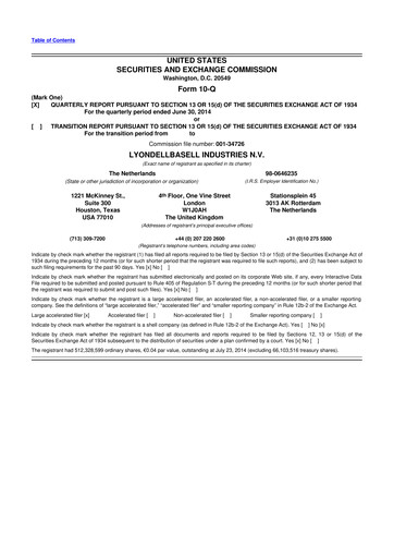 Thumbnail LyondellBasell 10-Q Quarterly Report FY2014 