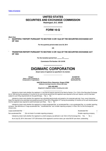 Thumbnail Digimarc
 10-Q Quarterly Report FY2014 