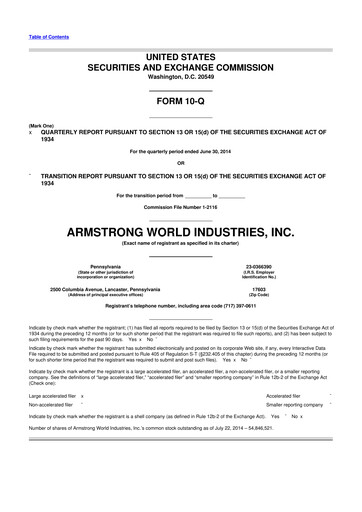 Thumbnail Armstrong World Industries
 10-Q Quarterly Report FY2014 