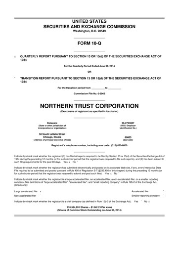 Thumbnail Northern Trust
 10-Q Quarterly Report FY2014 