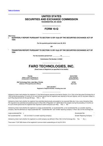 Thumbnail Faro Technologies
 10-Q Quarterly Report FY2014 