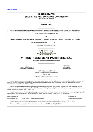 Thumbnail Virtus Investment Partners 10-Q Quarterly Report FY2014 