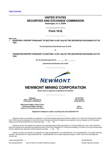 Thumbnail Newmont 10-Q Quarterly Report FY2014 