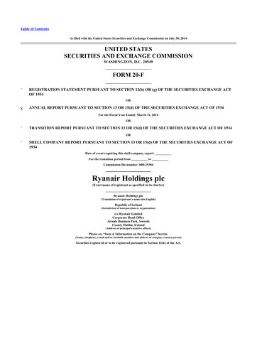 Thumbnail Ryanair 20-F Annual Report 