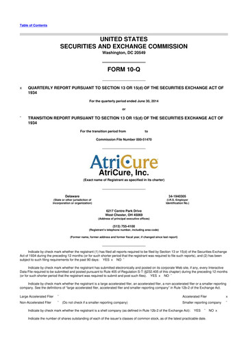 Miniature AtriCure 10-Q Rapport trimestriel 2014 