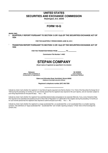 Thumbnail Stepan Company
 10-Q Quarterly Report FY2014 