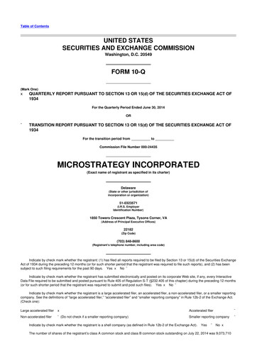 Thumbnail Strategy 
 (MicroStrategy) 10-Q Quarterly Report FY2014 