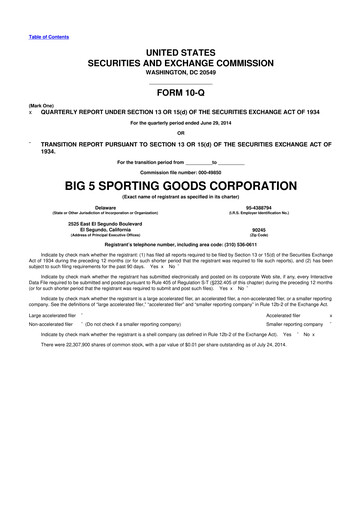 Thumbnail Big 5 Sporting Goods 10-Q Quarterly Report FY2014 