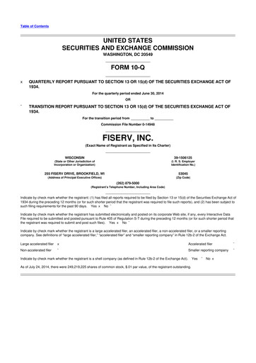 Thumbnail Fiserv 10-Q Quarterly Report FY2014 