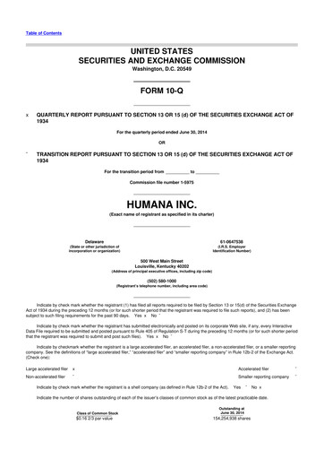 Thumbnail Humana 10-Q Quarterly Report FY2014 