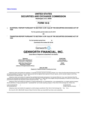 Thumbnail Genworth Financial
 10-Q Quarterly Report FY2014 