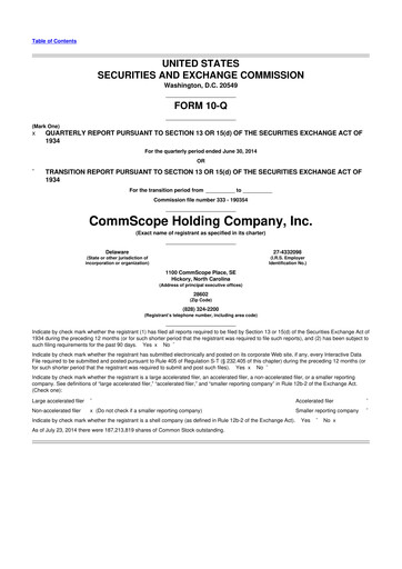 Thumbnail CommScope
 10-Q Quarterly Report FY2014 