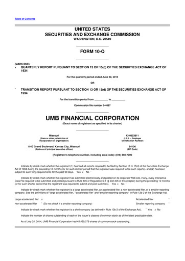 Thumbnail UMB Financial 10-Q Quarterly Report FY2014 