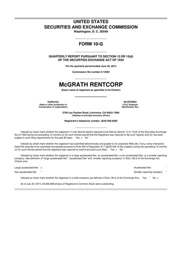 Miniature McGrath RentCorp
 10-Q Rapport trimestriel 2014 