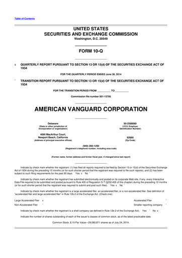 Thumbnail American Vanguard 10-Q Quarterly Report FY 