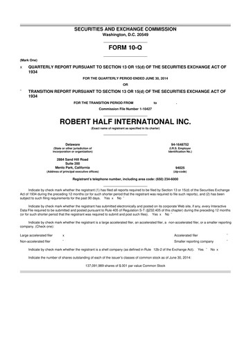 Thumbnail Robert Half 10-Q Quarterly Report FY2014 
