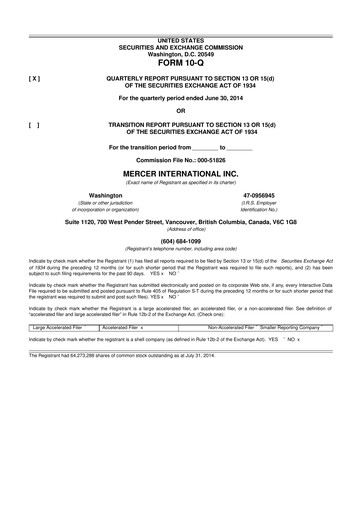 Vorschaubild Mercer International 10-Q Quartalsbericht 2014 