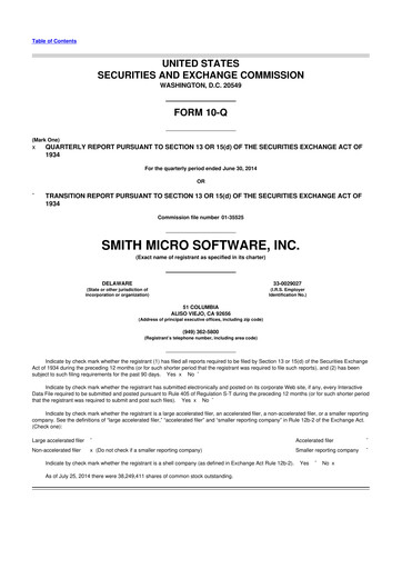 Miniature Smith Micro Software
 10-Q Rapport trimestriel 2014 