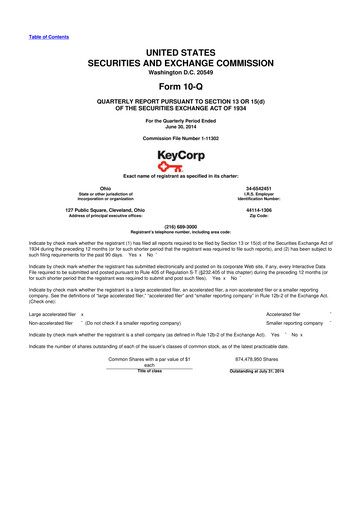 Thumbnail KeyCorp (KeyBank) 10-Q Quarterly Report FY2014 