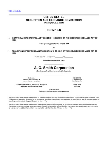 Thumbnail A. O. Smith 10-Q Quarterly Report FY2014 