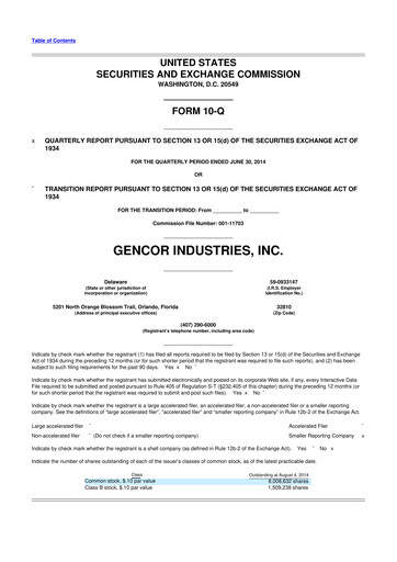 Thumbnail Gencor Industries
 10-Q Quarterly Report FY2014 