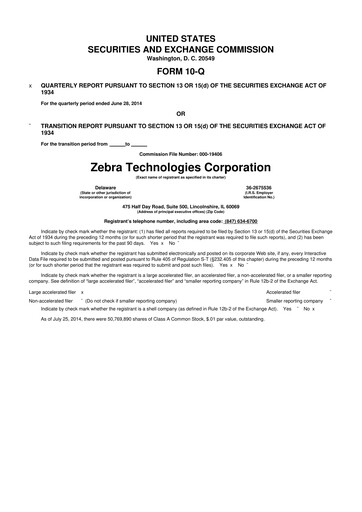 Thumbnail Zebra Technologies 10-Q Quarterly Report FY2014 