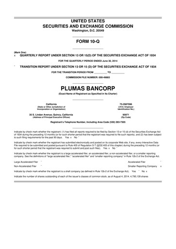 Miniature Plumas Bancorp 10-Q Rapport trimestriel 2014 