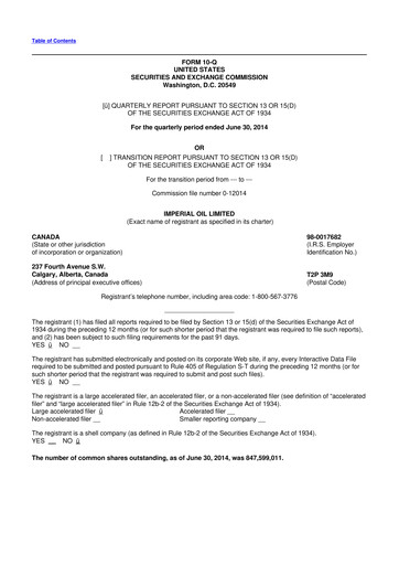 Vorschaubild Imperial Oil
 10-Q Quartalsbericht 2014 
