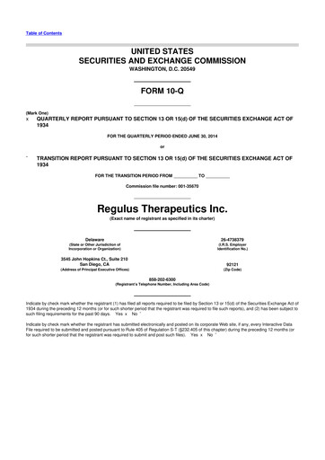 Thumbnail Regulus Therapeutics 10-Q Quarterly Report FY2014 