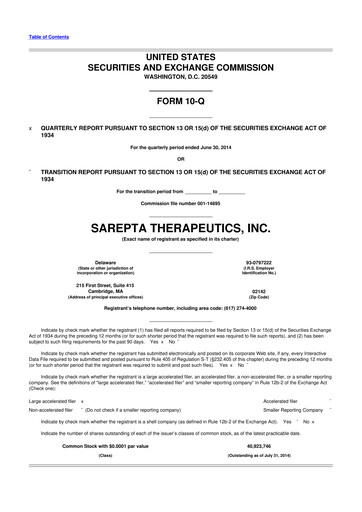 Thumbnail Sarepta Therapeutics
 10-Q Quarterly Report FY2014 