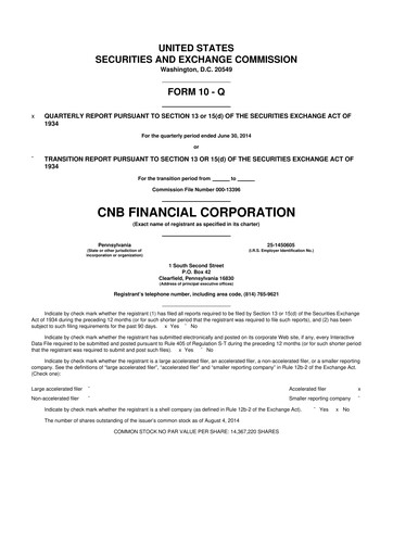 Thumbnail CNB Financial Corp 10-Q Quarterly Report FY2014 