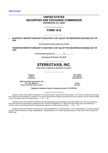 Thumbnail Stereotaxis 10-Q Quarterly Report FY2014 
