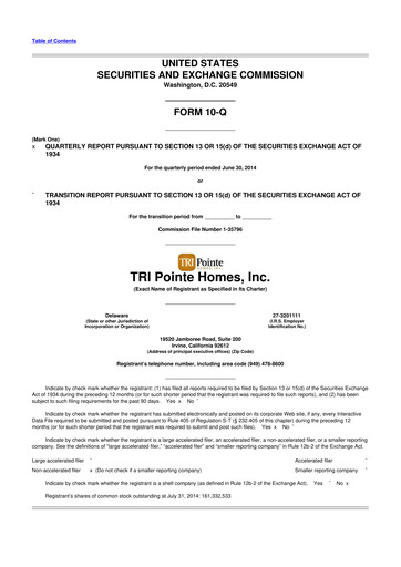 Thumbnail Tri Pointe Homes 10-Q Quarterly Report FY2014 