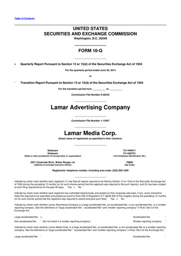 Thumbnail Lamar Advertising 10-Q Quarterly Report FY 