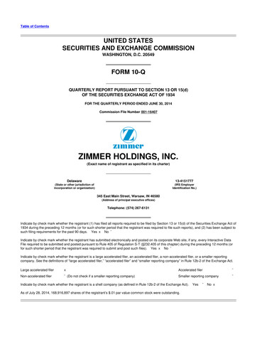 Thumbnail Zimmer Biomet 10-Q Quarterly Report FY2014 