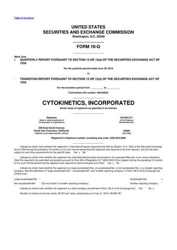 Thumbnail Cytokinetics
 10-Q Quarterly Report FY2014 