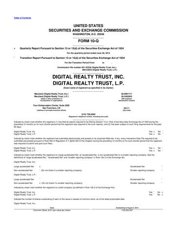Thumbnail Digital Realty 10-Q Quarterly Report FY 