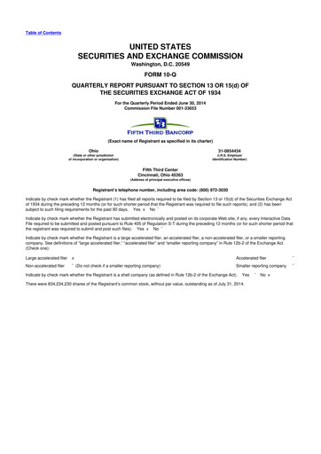 Thumbnail Fifth Third Bank
 10-Q Quarterly Report FY2014 