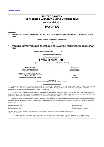 Thumbnail Teradyne 10-Q Quarterly Report FY2014 