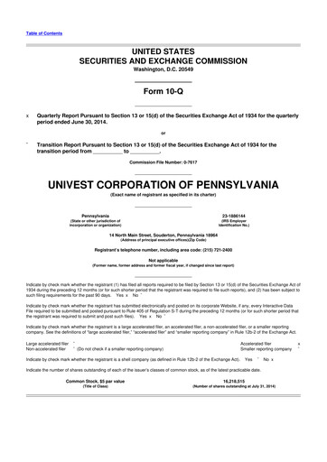Vorschaubild Univest Financial Corporation 10-Q Quartalsbericht 2014 