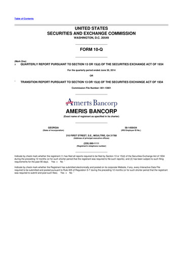 Miniature Ameris Bancorp
 10-Q Rapport trimestriel 2014 