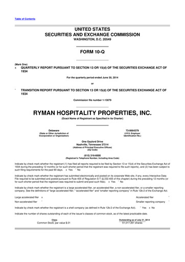 Thumbnail Ryman Hospitality Properties 10-Q Quarterly Report FY2014 